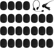 Pack of 25 Microphone Wind Protection, Black Pop Protection Microphone, Mini Microphone Headset Windscreen, Microphone Foam Spit Protection for Small Microphone, Lavalier Headphones