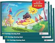 TOYVENTURES Kid's A3 Drawing Pad (Pack of 3) | A3 Sketch Book | Cartridge Drawing Paper for Children | 102 White Blank Plain Pages | 42 x 29.7 cm | Essential for Sketching, Colouring, Painting