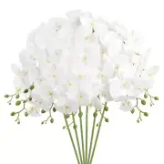 6 Pcs Artificial Phalaenopsis Orchid Stems Real 6 PCS White With Yellow Core