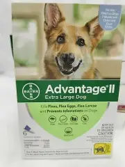 Advantage II flea and tick prevention for extra large dog over 55lbs,6 doses