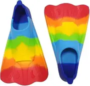 Kids Flippers for Swimming | Creative Rainbow Silicone Kids Swimming Fins | Comfortable Kids Snorkel Fins Short Youth Swim Fin for Children Boys Girls Lap Swimming