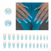 Long Ballet Nail Wear Nail Plate Press On Nails Blue Nail Go Glam Nails for Kids
