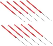 DIYEAH Beading Tool Set 10 Pack Red Crochet Hooks Beading Needles Threader Long Beaded Needles Easy to Use for DIY Jewelry Making