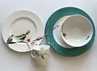 4 pc Lenox Simply Fine Chirp Bird Setting New In Box Dinner Plate Salad Bowl Cup
