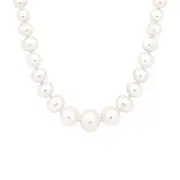Silver 48cm Graduated 4-8.5mm Potato Freshwater Pearl Necklace in White