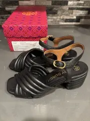 Tory Burch Kira Quilted Heels 6.5 Black New In Box