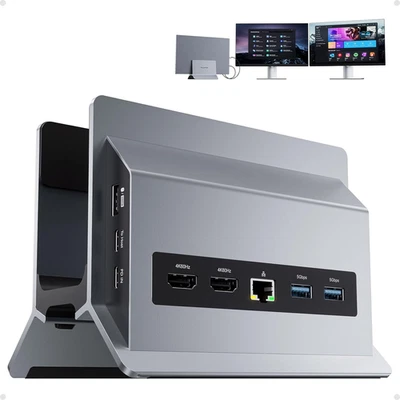 PULWTOP Laptop Docking Station Dual Monitor, 11 in 1 Vertical USB C Dock Stand w