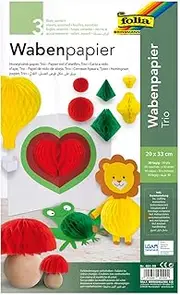 Folia 09 – Honeycomb Paper 30, 20 x 33 cm, 3 Sheets, Assorted Colours, Multi-Colour