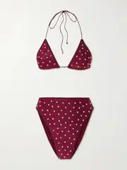 [Oséree] Oséree - Gem Embellished Bikini - Burgundy - medium medium Burgundy
