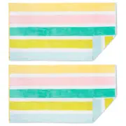 2PK Minikins Cotton Velour Beach Towel Girls Awning Stripe