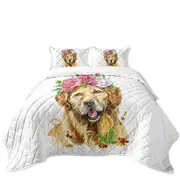 Flowery Labrador Dog Coverlet