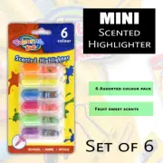 Set of 6 Scented Highlighters Fruit Kids Drawing Colouring Marker Art Pen Gift