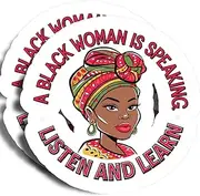 A Black Woman is Speaking Listen and Learn Magnets - 5" On Longest Side - Black History Month - 2 Pack -Thick Strong Magnet - Bumper Magnets for Fridge, Toolbox, Cars - Made in USA - PLDFMAG1572