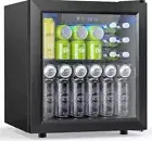 50 Can Beverage Fridge, 1.3 Cu.Ft Mini Fridge Countertop Glass Door Beer Soda