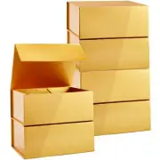 6 Pack Magnetic Gift Boxes with Lids, 9.5x7x4" for Bridesmaid Proposal Box, Gold