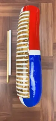 Professional Salsa Guiro painted With Dominican Republic Flag Design, 14-15”