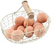 Chicken Egg Basket - Fruit Basket Kitchen Counter Egg Collection Basket - Fruit Basket, Picnic Storage Basket, Picnic Storage Basket | Removable Container for 12 Eggs, Farmhouse Design, Metal Wire
