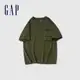 Gap 男裝 Logo純棉印花圓領短袖T恤-深綠色(876998)