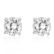 Authentic 925 Sterling Silver 5mm Round Cubic Zirconia Unisex Stud Earrings