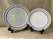 Corelle Navy Stripe Plates, Set Of 6, Made In USA (A1406)