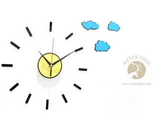 壁貼時鐘 創意DIY立體 太陽小雲朵晴天造型款靜音掛鐘 簡約可愛小清新陽光天空兒童房 壁鐘-米鹿家居 (6.3折)
