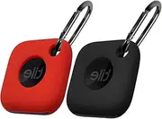 Geiomoo Silicone Case for Tile Mate 2024, Tile Mate 2022, Soft Scratch Resistant Cover with Carabiner (2 Pack Black+Red)