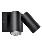 CLA Lighting Sec Surface Mounted LED Tri-CCT Double Adjustable Wall/Pillar Light (Matt Black) IP65 without Sensor