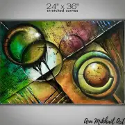 Acrylic Painting Abstract Shapes Modern Contemporary Geometric Art 24 by 36 AMA