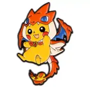 Pikachu In Mega Charizard Y Cosplay Costume Pokemon Enamel Pins Pin Brooch