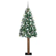 Slim Christmas Tree LEDs & Ball Set Green 210 cm PVC