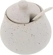 1Set Japanese Ceramic Spice Jar with Lid Spoon Elegant Condiment Container for Home Kitchens Restaurants High Temperature Resistant Seasoning Holder Preserves