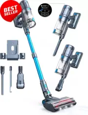 Cordless Vacuum Cleaner, 35Kpa Powerful Suction, 60 Mins Max Runtime and Fast Ch
