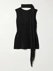 [HELMUT LANG] HELMUT LANG - Tie-detailed Silk-chiffon Blouse - Black - large large Black