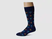 $40 Paul Smith Men's Blue Cotton Graphic Crew 1-Pair Vlad Palmtree Socks Size OS