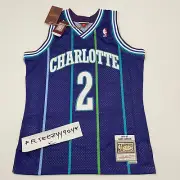Mens Size M Mitchell & Ness Charlotte Hornets Larry Johnson Swingman Alt Jersey