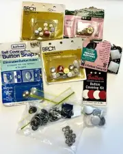 Junk Drawer Lot Of Vintage Self Cover Buttons Press On Etc