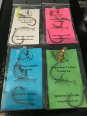 Striped Bass Rigs Tandem Trolling (4) - 6/0 Inline Circle Hooks Beads