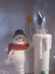 NOS-Christmas St. Nicholas Square SNOWMAN ON CANDLEHOLDER Nightlight W/FLAME