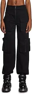 [Dolls Kill] Get Real Cargo Pants by Poster GRL – High-Waisted Relaxed Fit Utility Pants, Black, X-Large