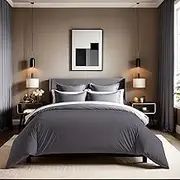 Premium Ranforce Single XXL Quilt Cover (155 x 220 cm), Dark Grey, 100% Cotton, 155 Thread Count, Button Closure, Machine Washable at 30°C, Soft and Durable