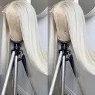 13x6 Platinum White Synthetic Lace Front Wigs for Women Platinum Blonde Long ...