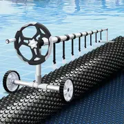 Pool Cover 600 Micron 9.5x5m w/ Roller 5.55m Swimming Pools Black Solar Blanket