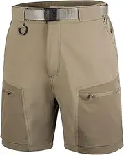 [FREE SOLDIER] Men's Cargo Hiking Shorts with Belt Lightweight Quick Dry Tactical Shorts with Pockets for Casual Work Golf (Mix mud 30W12L)