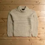 《白木11》 90S IRISH ARAN FISHERMAN SWEATER 愛爾蘭製 米白 羊毛 麻花 針織 毛衣