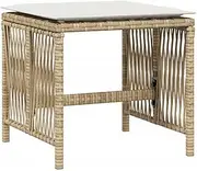 vidaXL Garden Stools with Cushions - 4 pcs Beige Poly Rattan Outdoor Seating Cube Chairs, Removable Washable Covers, Durable Frame