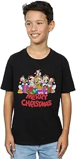 [Absolute Cult] Disney Boys Mickey Mouse And Friends Christmas T-Shirt Black 7-8 Years