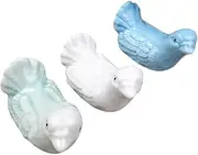 Amosfun 3pcs Cartoon Bird Shape Chopstick Holder Cute Tableware Rest for Home Restaurant and Hotel for Spoons and Forks Blue Cyan White Design