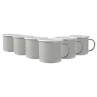 6x Coloured Enamel Mugs Steel Outdoor Camping Tea Coffee Cup 375ml Grey