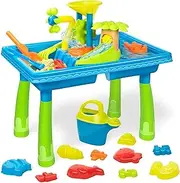 Kidbot 2 in 1 Kids Sand and Water Play Table Toy Set, Indoor Outdoor Bench Sandpit Swimming Pool Toys Activity Set,39PCS Accessories,56 x 40 x 57cm