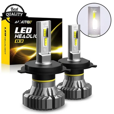 2/4X H4 9003 LED Headlight Bulb 1:1 Size White 300% Brighter Canbus Ready K (for: Smart)